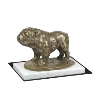 Bulldog I - dog figurine, statue on white marble, trophy for Art-Dog dog show exhibition