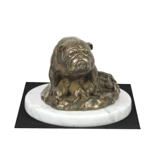 Bulldog II - une statuette de chien, une figurine en marbre blanc, un trophée pour l'exposition de chiens de la marque Art-Dog