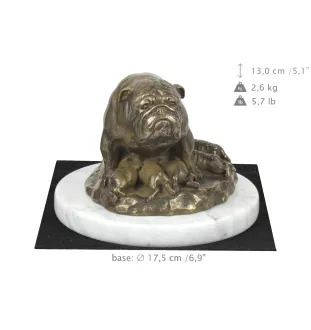 Bulldogge II - Hundestatue, Figur auf weißem Marmor, Trophäe für die Art-Dog-Hundeaustellung
