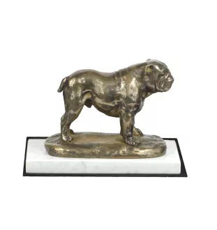 Bulldog, Bulldog anglais - une statuette de chien, une figurine en marbre blanc, un trophée pour l'exposition de chiens de la marque Art-Dog