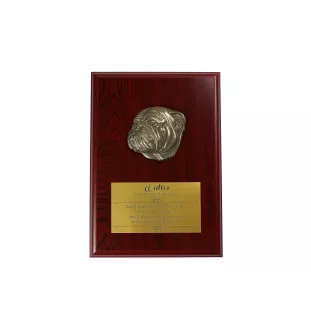 Bulldog I plakietki z zimnego brązu na drewnie Art-Dog