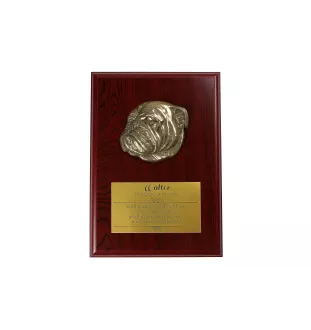 Bulldog II plakietki z zimnego brązu na drewnie Art-Dog