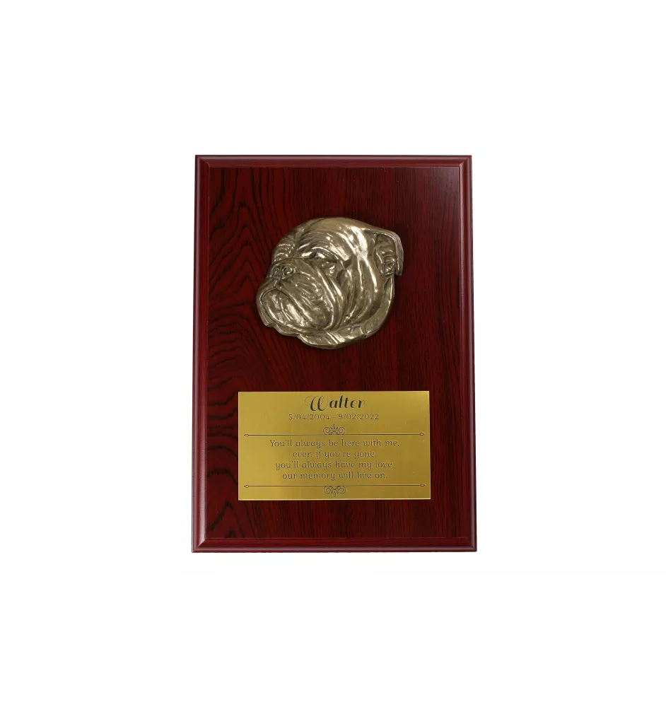 Bulldogge II - Flachrelief eines Hundes, kleiner Dekor, realistische Plakette mit Hund von der Marke Art-Dog