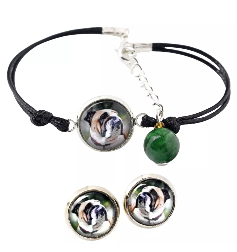 Bulldog, Bulldog anglais - ensemble de bijoux avec votre photo, accessoire féminin, article fait main, produit fabriqué à la main avec passion pour la création de la marque Art-Dog
