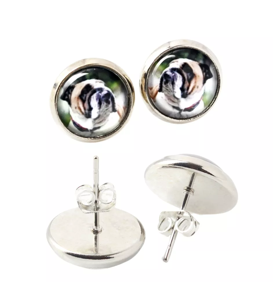 Bulldog, Englische Bulldogge - Ohrringe in einer Schachtel, Ihr Foto, handgefertigter Schmuck, Eigenmarke von Art-Dog.