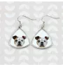 Bulldog, Bulldog anglais - boucles d'oreilles avec une photo et un motif de chien géométrique Art-Dog