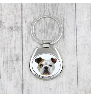 Bulldog, Bulldog anglais - porte-clés géométrique avec photo et inscription Art-Dog