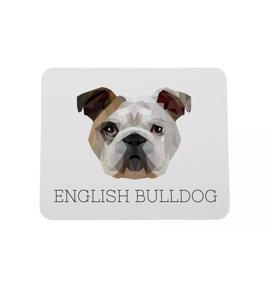 Bulldog, English Bulldog, British Bulldog - geometric mouse pad with a picture and text by Art-Dog