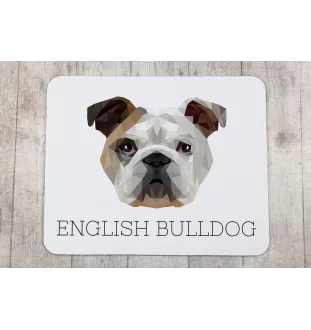 Bulldog, English Bulldog, British Bulldog - geometric mouse pad with a picture and text by Art-Dog