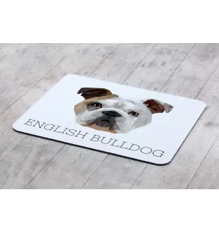 Bulldog, Englische Bulldogge - geometrisches Mauspad mit Bild und Aufschrift von Art-Dog
