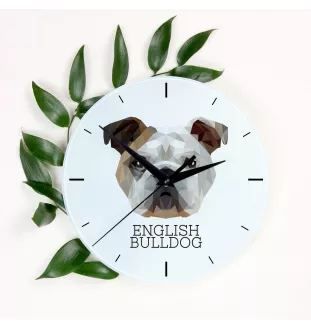 Bulldog, English Bulldog, British Bulldog - geometric wall clock with a picture and the brand name Art-Dog