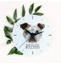 Bulldog, Bulldog anglais - horloge murale géométrique avec photo et logo de la marque Art-Dog