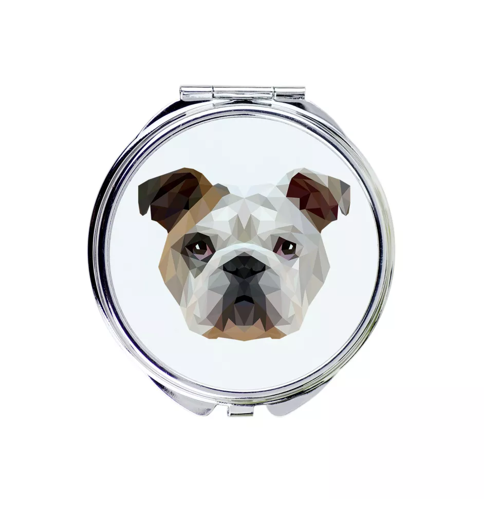 Bulldog, English Bulldog, British Bulldog - mirror with a geometric design and the brand name Art-Dog