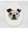 Bulldog, Englische Bulldogge - Fliese mit geometrischem Bild und Schriftzug der Marke Art-Dog