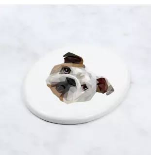 Bulldog, English Bulldog, British Bulldog - a plate with a geometric design and the brand name Art-Dog