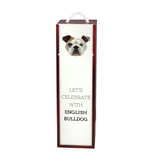 Bulldog, Bulldog anglais - une boîte géométrique avec une photo et un texte pour le vin de la marque Art-Dog