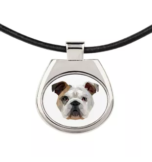 Bulldog, English Bulldog, British Bulldog - necklace with a geometric design and the inscription "Art-Dog"