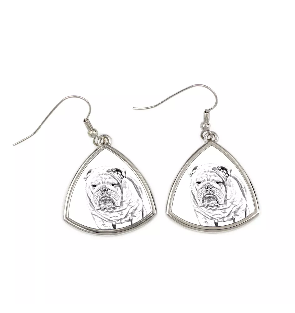Bulldog, Englische Bulldogge - Hund Ohrringe, hängende Ohrringe mit Bild, personalisierter Schmuck mit dem Aufdruck der Marke Art-Dog