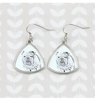 Bulldog, Englische Bulldogge - Hund Ohrringe, hängende Ohrringe mit Bild, personalisierter Schmuck mit dem Aufdruck der Marke Art-Dog