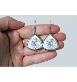 Bulldog, Bulldog anglais - boucles d'oreilles avec chien, boucles d'oreilles pendantes avec photo, bijoux personnalisés avec impression de la marque Art-Dog