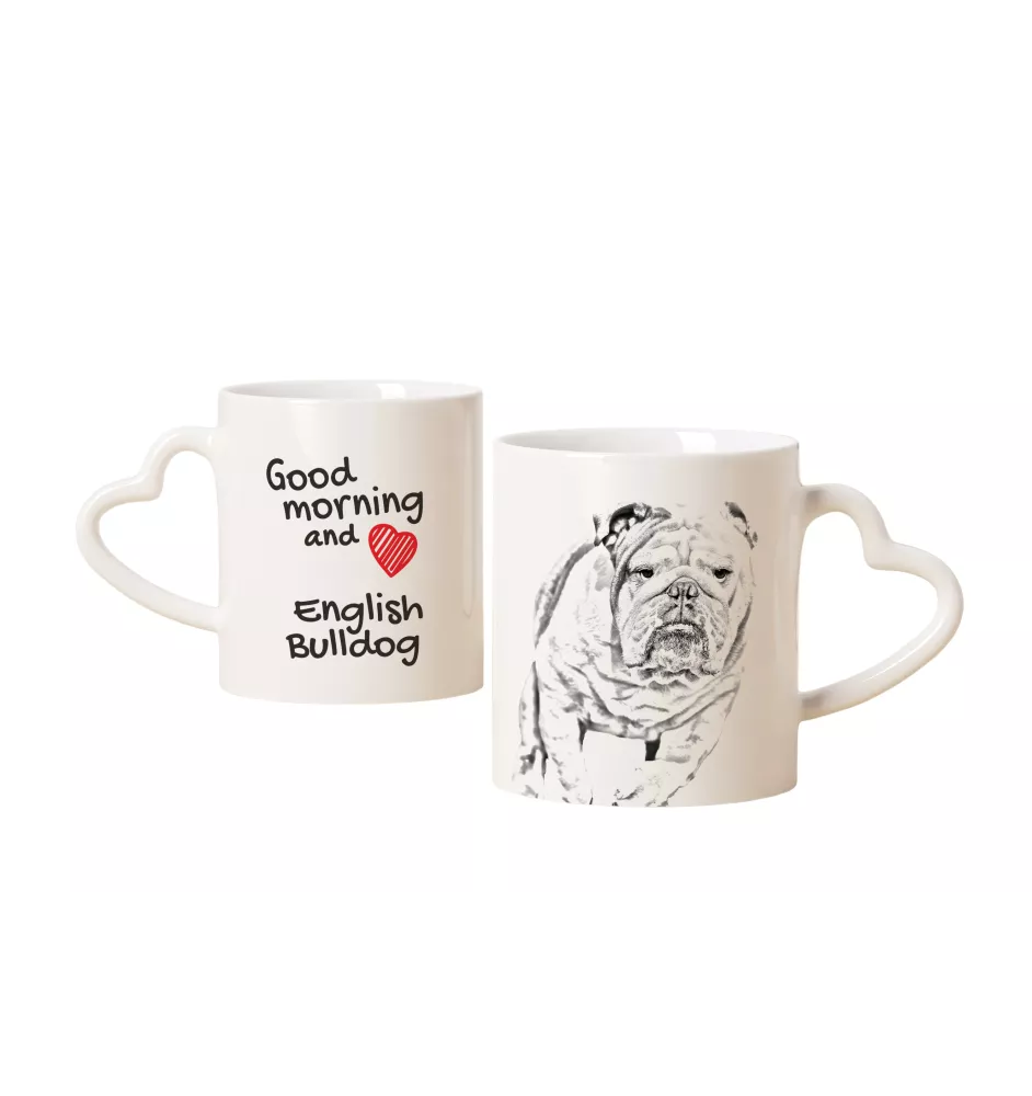 Bulldog, English Bulldog, British Bulldog - cup with a dog, adorable cup with a heart-shaped handle, universal gift from the Art-Dog brand