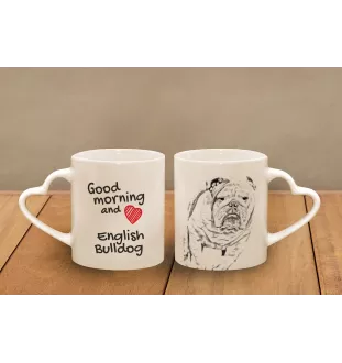 Bulldog, English Bulldog, British Bulldog - cup with a dog, adorable cup with a heart-shaped handle, universal gift from the Art-Dog brand