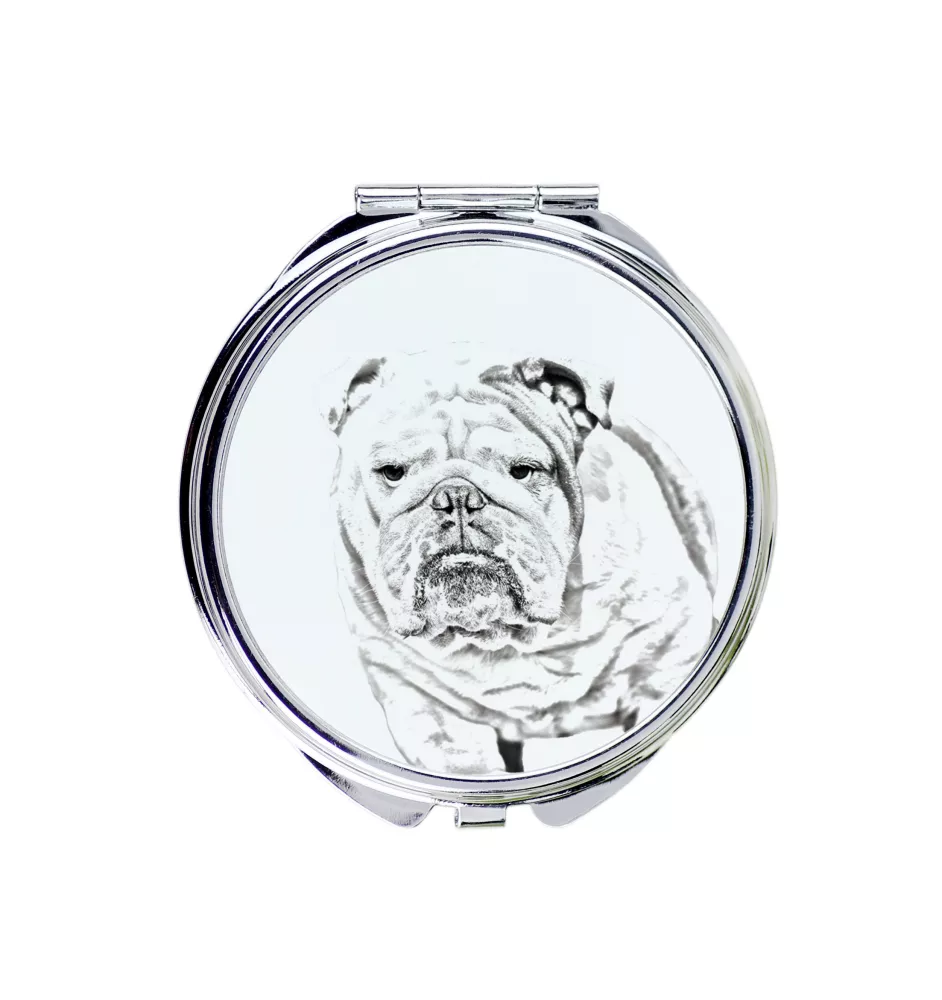 Bulldog, English Bulldog, British Bulldog - Pocket mirror with a dog, personalized mirror for a purse, compact mirror with Art-Dog brand print.