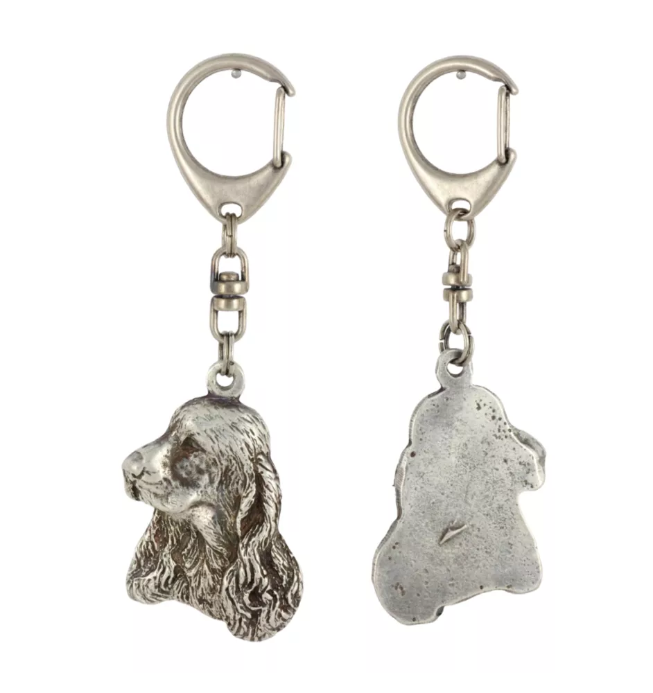 English Cocker Spaniel, Englische Cockerspaniel  - Versilberter Schlüsselanhänger mit Hund, Handtaschen-Dekoration, Rucksack-Anhänger der Marke Art-Dog