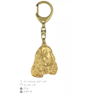 English Cocker Spaniel I - Gilded key ring with dog, handbag decoration, luxury accessory by Art-Dog brand