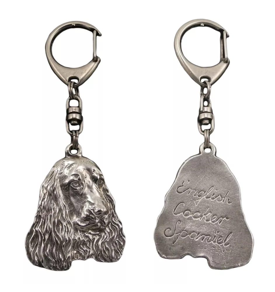 Cocker spaniel anglais I - Porte-clés argenté avec un chien dans une boîte cadeau, décoration de sac à main, pendentif de sac à dos par la marque Art-Dog