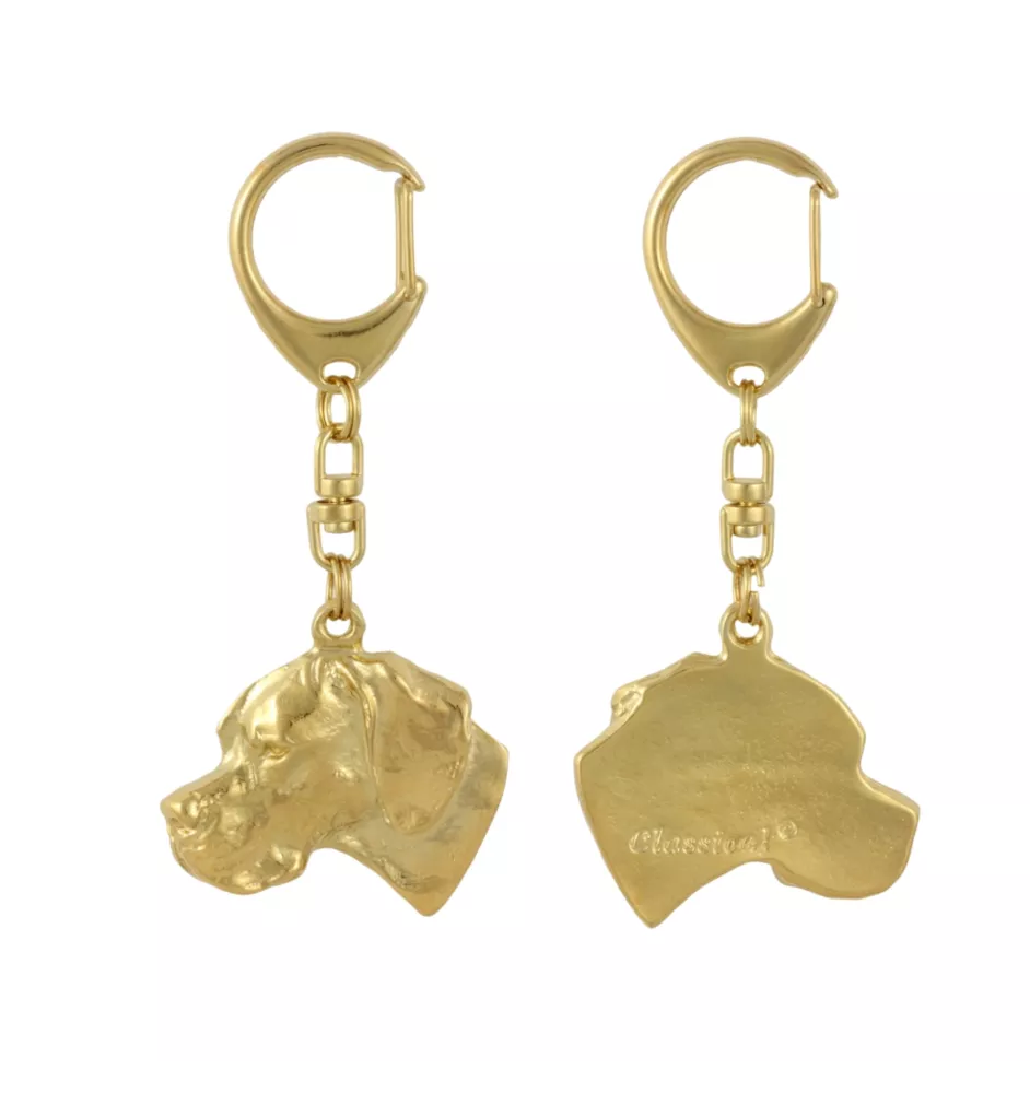 English Pointer, Englischer Pointer I - Vergoldeter Schlüsselanhänger mit Hund, Handtaschenschmuck, Luxus-Accessoire der Marke Art-Dog