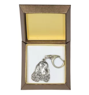Cocker spaniel anglais I - Porte-clés argenté avec un chien dans une boîte cadeau, décoration de sac à main, pendentif de sac à dos par la marque Art-Dog
