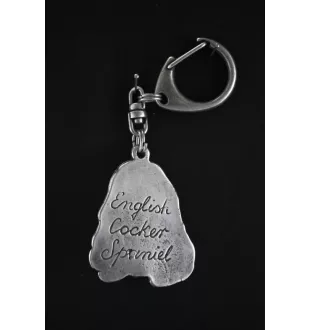 Cocker spaniel anglais I - Porte-clés argenté avec un chien dans une boîte cadeau, décoration de sac à main, pendentif de sac à dos par la marque Art-Dog