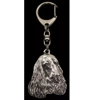 Cocker spaniel anglais I - Porte-clés argenté avec un chien dans une boîte cadeau, décoration de sac à main, pendentif de sac à dos par la marque Art-Dog