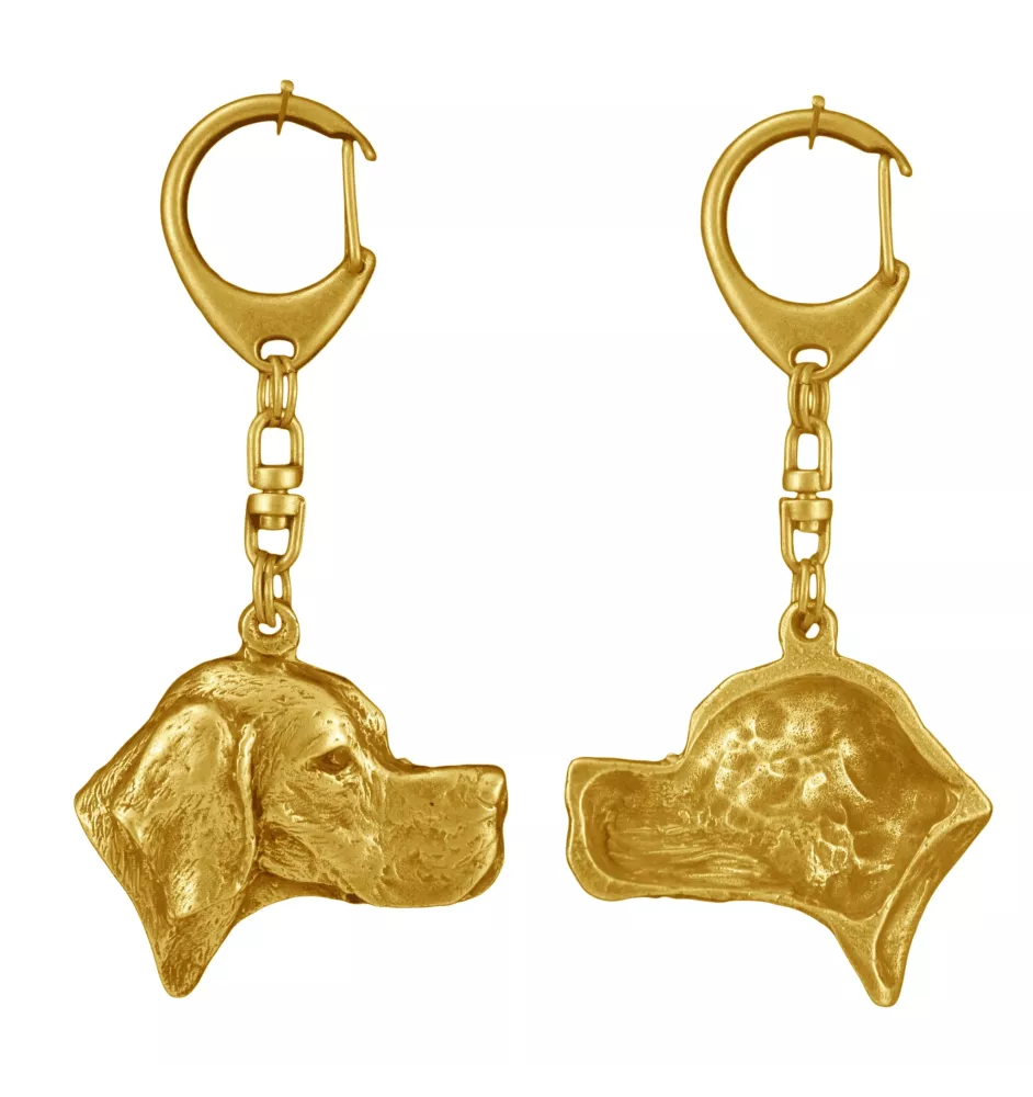 English Pointer, Englischer Pointer - Vergoldeter Schlüsselanhänger mit Hund, Handtaschenschmuck, Luxus-Accessoire der Marke Art-Dog