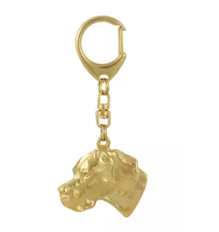 Pointer anglais I - Porte-clés doré avec chien dans boîte cadeau, décoration de sac à main, accessoire de luxe de la marque Art-Dog