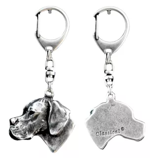 English Pointer I - Silver-plated key ring with a dog in a gift box, handbag decoration, backpack pendant by Art-Dog brand
