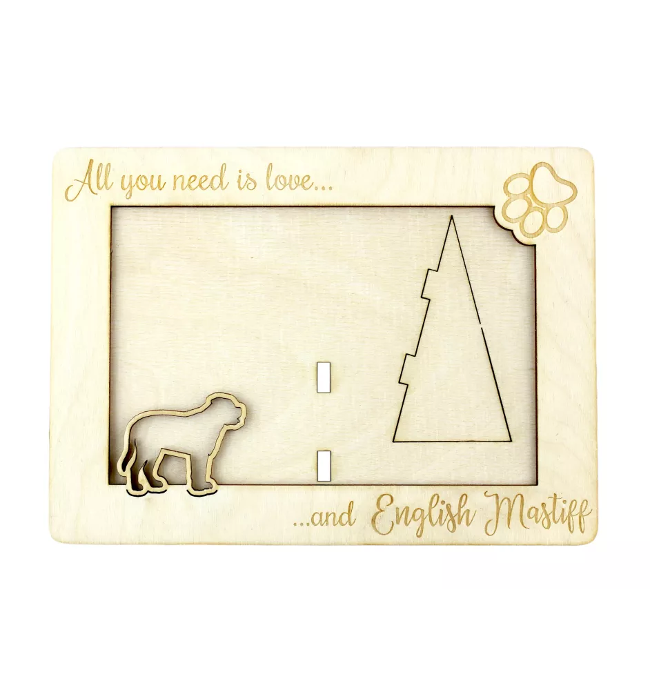 English Mastiff - Photo frame, engraved wooden frame, a lovely gadget for the dog lover by Art-Dog