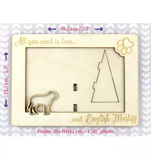 English Mastiff - Photo frame, engraved wooden frame, a lovely gadget for the dog lover by Art-Dog