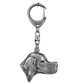English Pointer - Silver-plated key ring with a dog in a gift box, handbag decoration, backpack pendant by Art-Dog brand