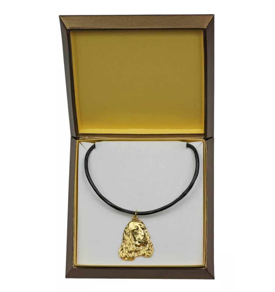 English Cocker Spaniel, Englische Cockerspaniel  I - Hundehalsband in Geschenkbox, vergoldeter Anhänger für Hundefans, auffälliger Schmuck von Art-Dog
