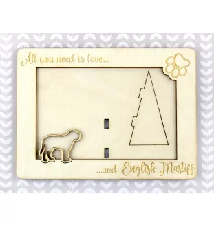 English Mastiff - Photo frame, engraved wooden frame, a lovely gadget for the dog lover by Art-Dog
