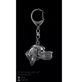 English Pointer - Silver-plated key ring with a dog in a gift box, handbag decoration, backpack pendant by Art-Dog brand