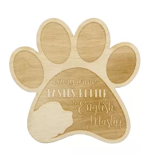 English Mastiff - Mug coaster, engraved coaster with dog, gift for dog lover by Art-Dog brand