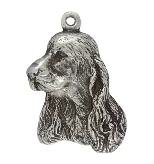 Cocker spaniel anglais - Collier de chien dans une boîte cadeau, médaillon argenté pour fan de chien, pendentif remarquable de la marque Art-Dog