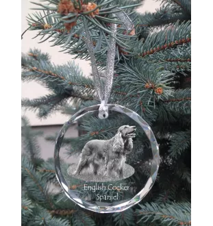 English Cocker Spaniel, Englische Cockerspaniel  - Kristallkugel mit Foto, Hundebild im Kristall, personalisierter Christbaumschmuck von Art-Dog.