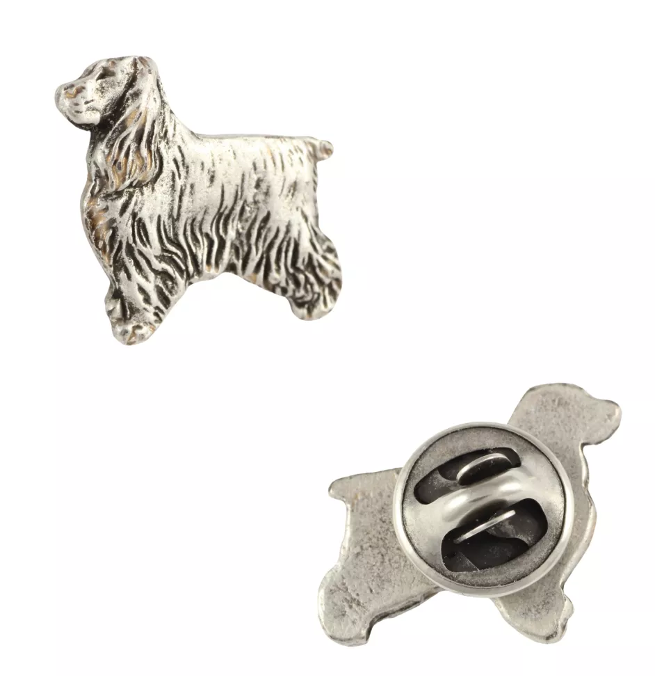 English Cocker Spaniel  - Silver-plated dog brooch, elegant pin, jacket lapel decoration by Art-Dog brand