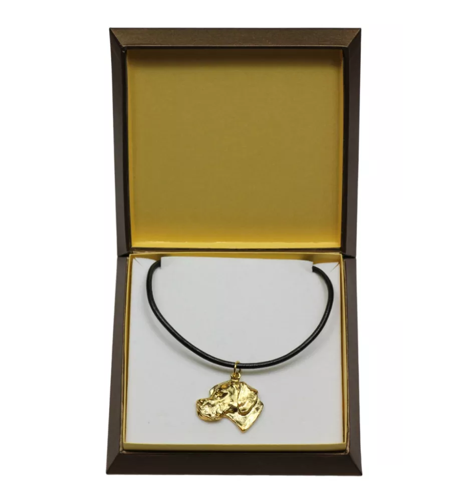 English Pointer, Englischer Pointer I - Hundehalsband in Geschenkbox, vergoldeter Anhänger für Hundefans, auffälliger Schmuck von Art-Dog