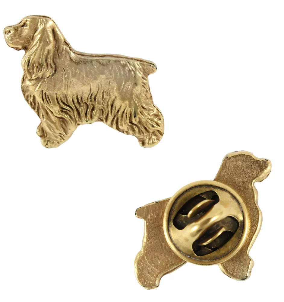 English Cocker Spaniel, Englische Cockerspaniel  - Hundebrosche in dekorativer Box, elegante vergoldete Anstecknadel, Jackenbrosche der Marke Art-Dog