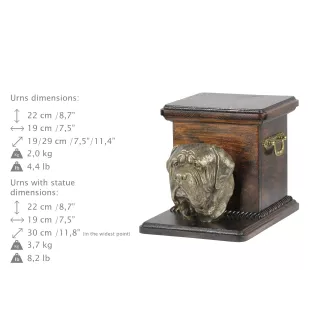 Mastiff, englischer Mastiff - Eine Urne für die Asche eines Hundes mit einer Statuette, eine elegante Urne für einen Hund, eine außergewöhnliche Urne mit dem Porträt eines Hundes von der Marke Art-Dog